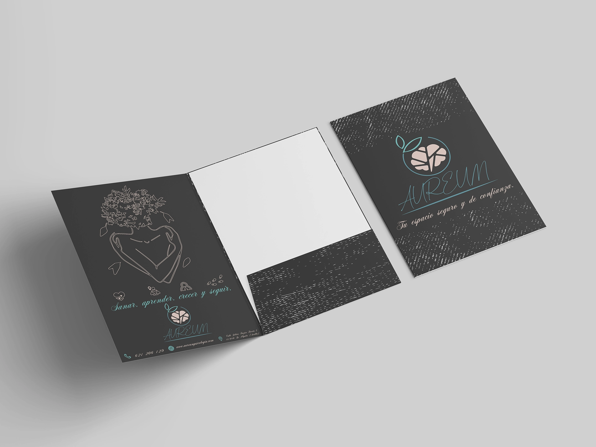 Aureum Psicología - Diseño Carpeta con Solapa Negativo
